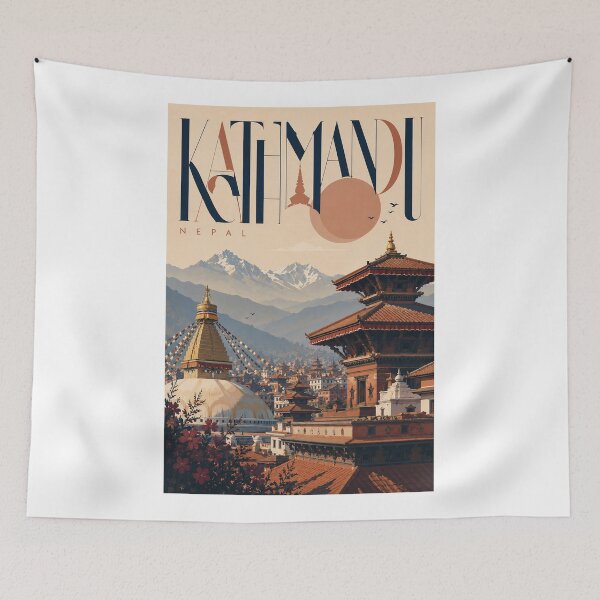 Item preview, Kathmandu Valley with Boudhanath and Himalayan Peaks Nepal designed and sold by Aryabek.