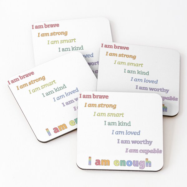 Item preview, I Am Enough Rainbow Affirmation Typography designed and sold by SoftCircuited.