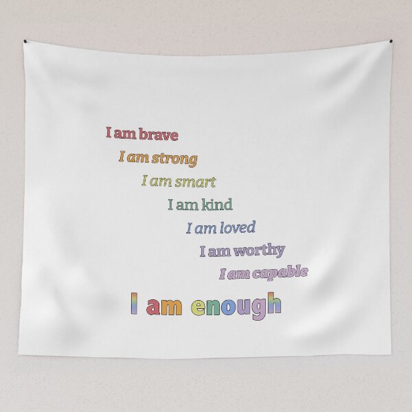 Item preview, I Am Enough Rainbow Affirmation Typography designed and sold by SoftCircuited.