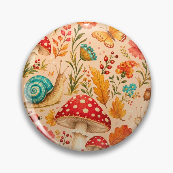 Item preview, Happy Mushroom Meadow Autumn Pattern designed and sold by RoPrincess.