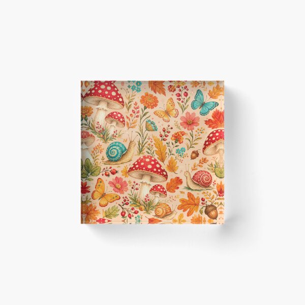 Item preview, Happy Mushroom Meadow Autumn Pattern designed and sold by RoPrincess.