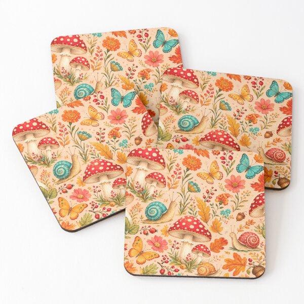 Item preview, Happy Mushroom Meadow Autumn Pattern designed and sold by RoPrincess.