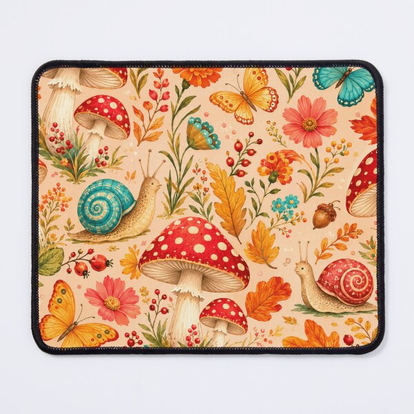 Item preview, Happy Mushroom Meadow Autumn Pattern designed and sold by RoPrincess.