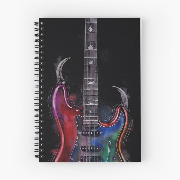Item preview, Horned Red and Blue Electric Guitar with Dark Rock Watercolor Effects designed and sold by RafeTindall86.
