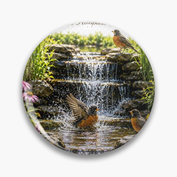 Item preview, The American Robin | Nature's Happiest Bather | Waterfall Wildlife Art designed and sold by Whiskered Garden Studio.