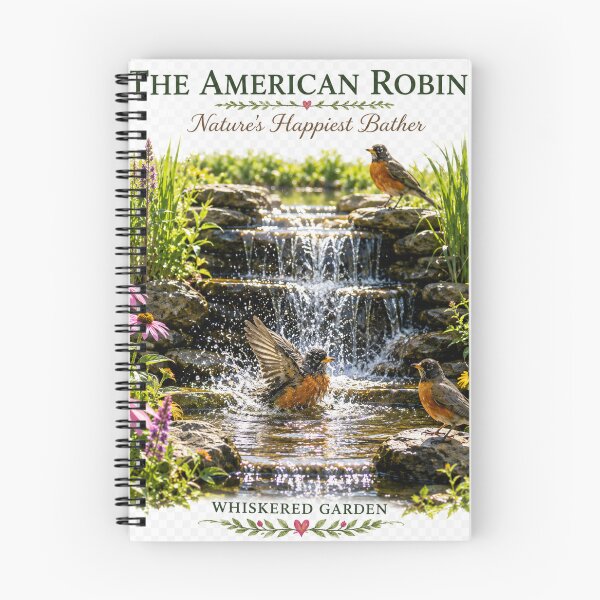 Item preview, The American Robin | Nature's Happiest Bather | Waterfall Wildlife Art designed and sold by Whiskered Garden Studio.