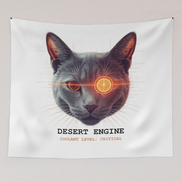 Item preview, Cyberpunk Cat Low Thirst Drive Desert Adapted Vet Tech designed and sold by PurrLab Studio.