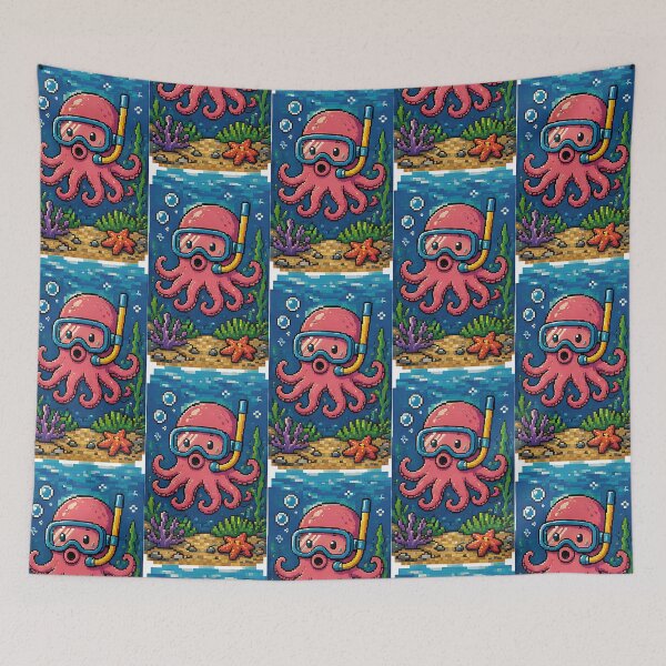 Item preview, Pixel Octopus Diver designed and sold by MouhamedAdel95.