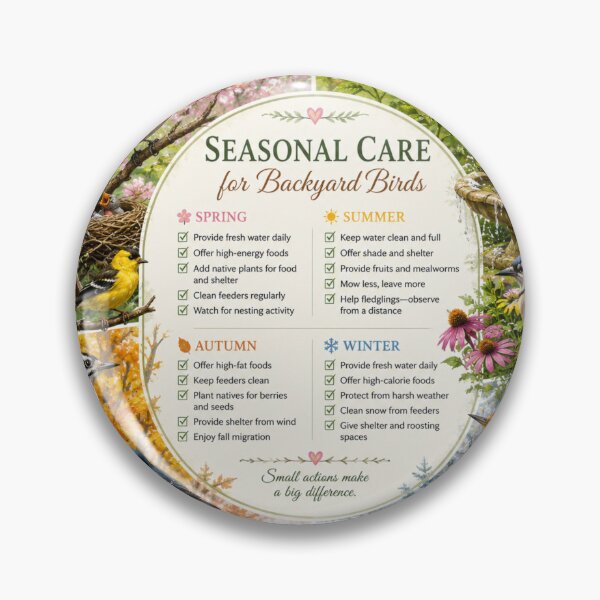 Item preview, Seasonal Care for Backyard Birds | Four Seasons Bird Guide | Wildlife Habitat Art designed and sold by Whiskered Garden Studio.