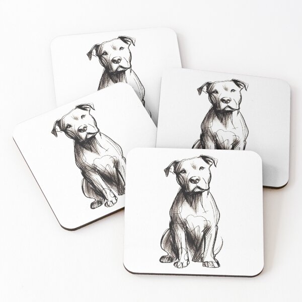 Item preview, White Pit Bull Rescue Dog Charcoal Sketch designed and sold by pixiedustpaint.