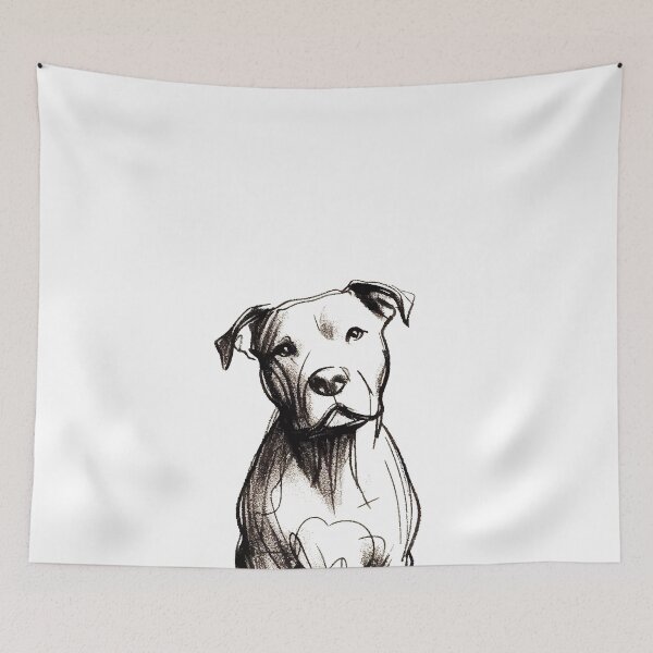 Item preview, White Pit Bull Rescue Dog Charcoal Sketch designed and sold by pixiedustpaint.