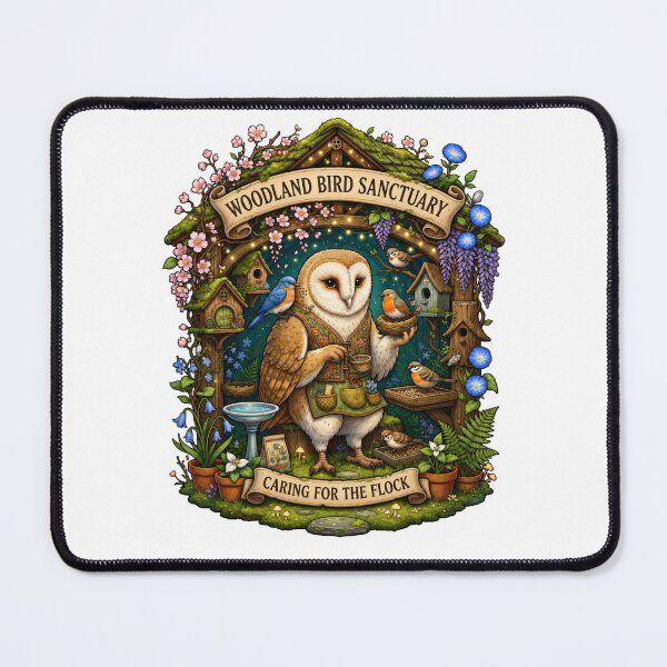Item preview, Woodland Bird Sanctuary | Barn Owl Birdkeeper | Cottagecore Bird Lover | Forest Wildlife | Cozy Nature Art | Spring Garden Illustration designed and sold by MrDev.