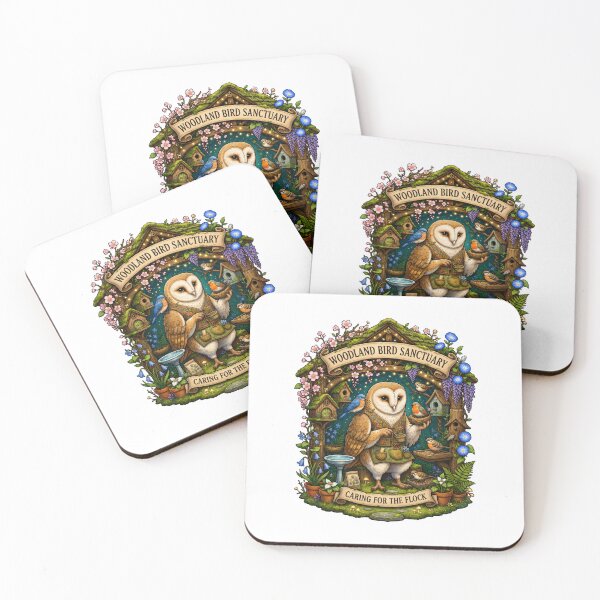 Item preview, Woodland Bird Sanctuary | Barn Owl Birdkeeper | Cottagecore Bird Lover | Forest Wildlife | Cozy Nature Art | Spring Garden Illustration designed and sold by MrDev.
