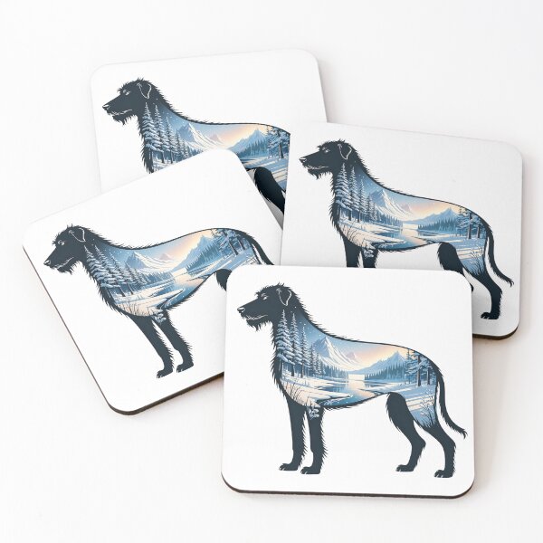 Item preview, Irish Wolfhound Double Exposure Winter Mountain Landscape Silhouette designed and sold by TheAnimalZ00.