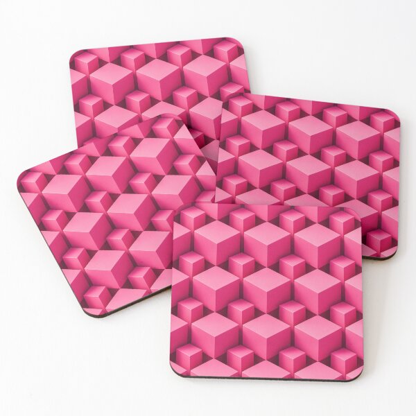 Item preview, Pink 3D Geometric Cubes Pattern designed and sold by ImagineNInk.