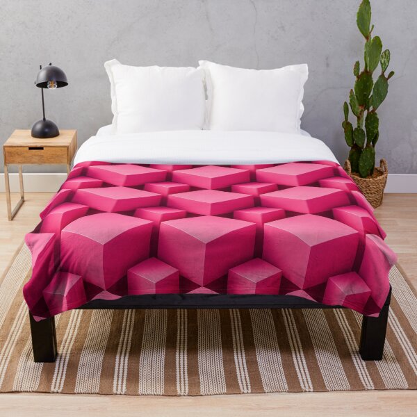 Aperçu de l'œuvre Motif de cubes géométriques roses en 3D créée et vendue par ImagineNInk.