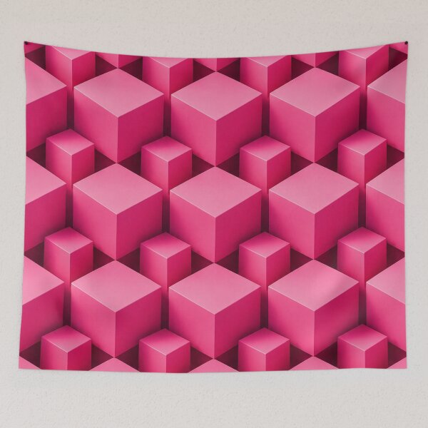 Item preview, Pink 3D Geometric Cubes Pattern designed and sold by ImagineNInk.