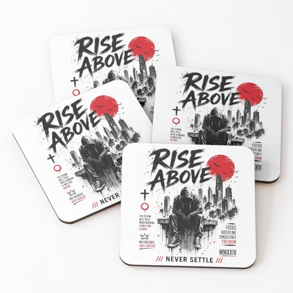 Item preview, Rise Above Urban Motivation Streetwear Typography Graphic with Hooded Figure designed and sold by StormVape.