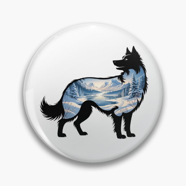Item preview, Border Collie Double Exposure Winter Mountain Landscape Silhouette designed and sold by TheAnimalZ00.