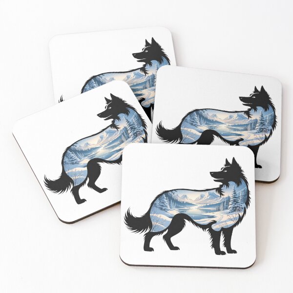 Item preview, Border Collie Double Exposure Winter Mountain Landscape Silhouette designed and sold by TheAnimalZ00.