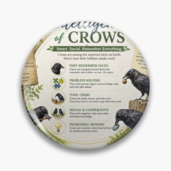 Item preview, Secret Intelligence of Crows | Discover Nature's Smartest Birds | Wildlife Education Art designed and sold by Whiskered Garden Studio.