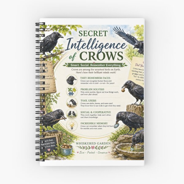 Item preview, Secret Intelligence of Crows | Discover Nature's Smartest Birds | Wildlife Education Art designed and sold by Whiskered Garden Studio.