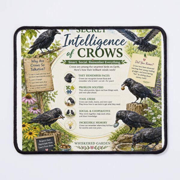 Item preview, Secret Intelligence of Crows | Discover Nature's Smartest Birds | Wildlife Education Art designed and sold by Whiskered Garden Studio.