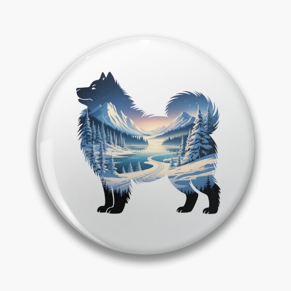 Item preview, Samoyed Dog Double Exposure Winter Mountain Landscape Silhouette designed and sold by TheAnimalZ00.