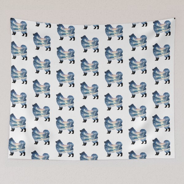 Item preview, Samoyed Dog Double Exposure Winter Mountain Landscape Silhouette designed and sold by TheAnimalZ00.