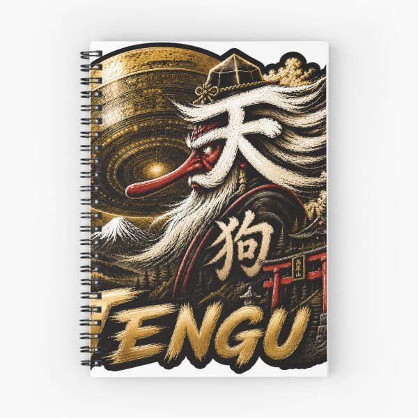 Item preview, TENGU Kanji Art - Platinum Gold Edition  Ancient Contact UFO  Japanese Vintage Yokai Art designed and sold by Handcan.