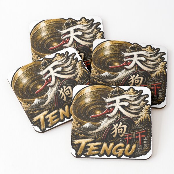 Item preview, TENGU Kanji Art - Platinum Gold Edition  Ancient Contact UFO  Japanese Vintage Yokai Art designed and sold by Handcan.