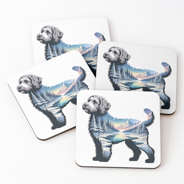 Item preview, Australian Labradoodle Dog Double Exposure Winter Mountain Landscape Silhouette designed and sold by TheAnimalZ00.