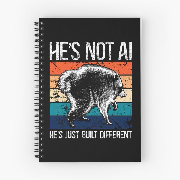 Item preview, He's Not AI He's Just Built Different Funny Vintage Raccoon Retro designed and sold by Dolphin Graphic.