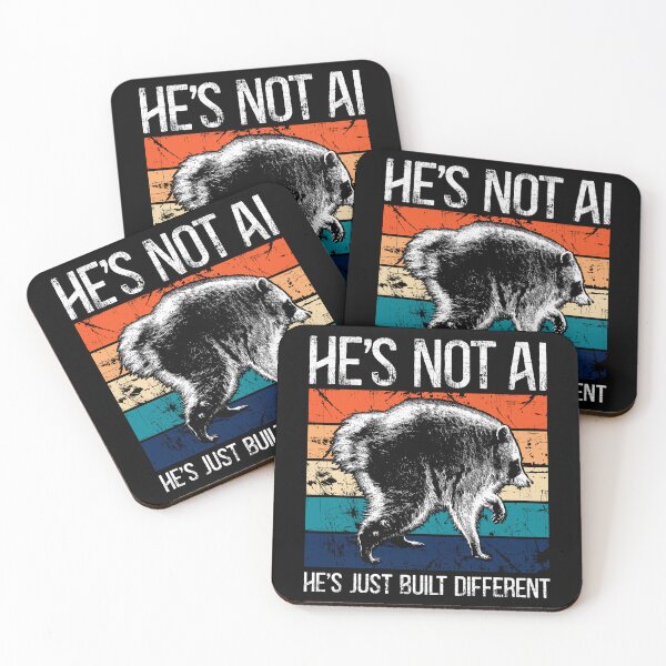 Item preview, He's Not AI He's Just Built Different Funny Vintage Raccoon Retro designed and sold by Dolphin Graphic.