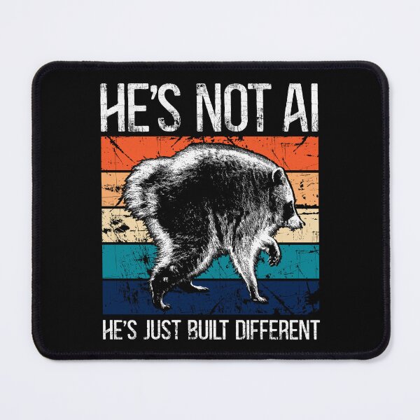 Item preview, He's Not AI He's Just Built Different Funny Vintage Raccoon Retro designed and sold by Dolphin Graphic.