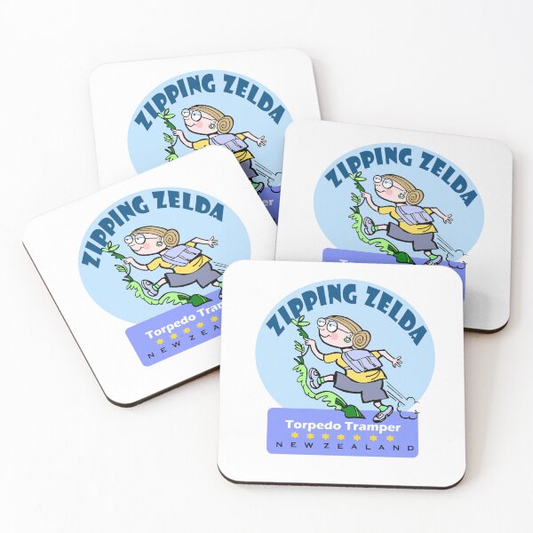 Item preview, Zipping Zelda Torpedo Tramper New Zealand Hiking Cartoon designed and sold by Al Benge - NZ & Australian Art.