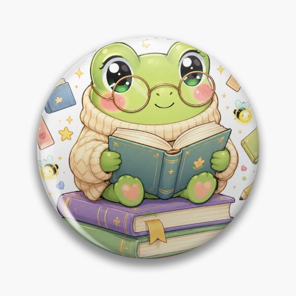 Item preview, Cute Frog Reading a Book Sticker designed and sold by StickerVerse4798.