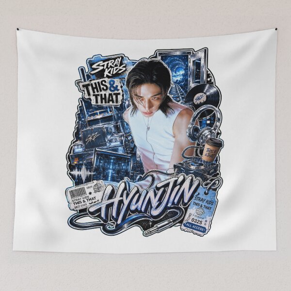 Item preview, SKZ Visual Hyunjin This and That Y2K Chrome Graffiti Print designed and sold by Valeree Store.