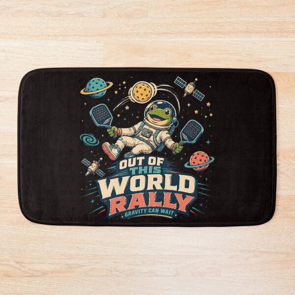 Item preview, cute frog playing pickleball in space designed and sold by Rally Forge.