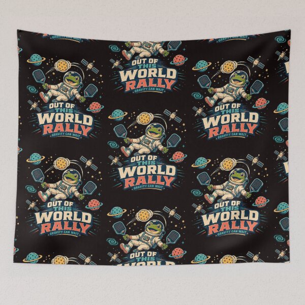 Item preview, cute frog playing pickleball in space designed and sold by Rally Forge.