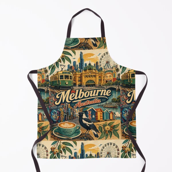 Item preview, Melbourne Australia Icons Collage | Vintage Travel Poster | Retro Melbourne Landmarks | Australian City Souvenir designed and sold by Globalcitytees.