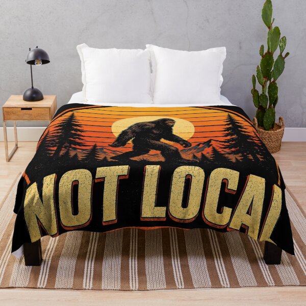 Item preview, Not Local Bigfoot - Retro Sunset Outdoor Humor designed and sold by obstinator.