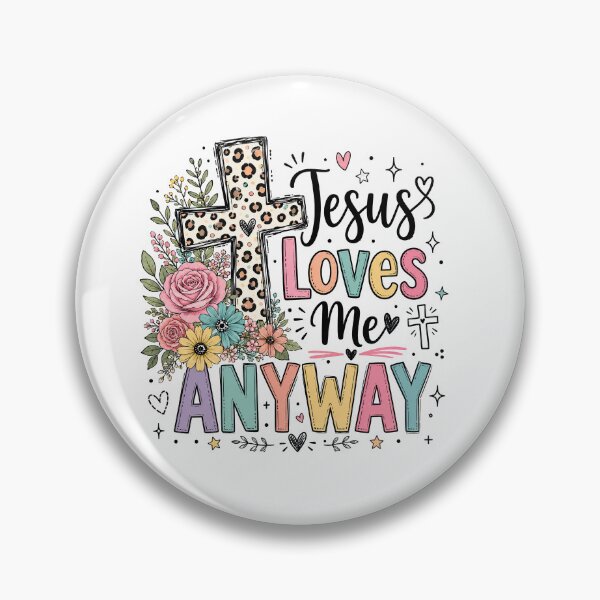 Item preview, Christian Inspirational Quote, Jesus Loves Me Anyway Christian Floral Cross designed and sold by graphic-genie.