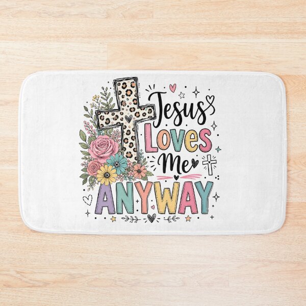 Item preview, Christian Inspirational Quote, Jesus Loves Me Anyway Christian Floral Cross designed and sold by graphic-genie.