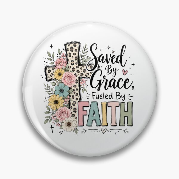 Item preview, Christian Inspirational Quote, Saved by Grace Fueled by Faith Christian Floral Cross designed and sold by graphic-genie.
