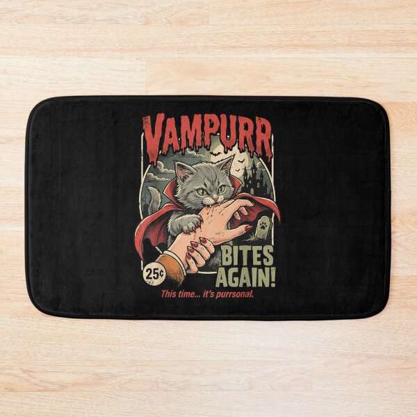 Item preview, Vampurr Bites Again Funny Vampire Cat Horror Halloween Retro Movie Parody designed and sold by Phil Ben.