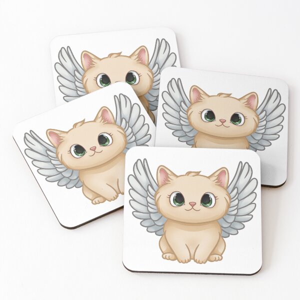 Item preview, Cute Angel Cat with Wings Kawaii Cartoon Illustration designed and sold by vasetti-press.