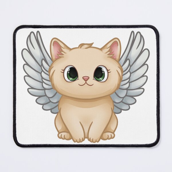 Item preview, Cute Angel Cat with Wings Kawaii Cartoon Illustration designed and sold by vasetti-press.