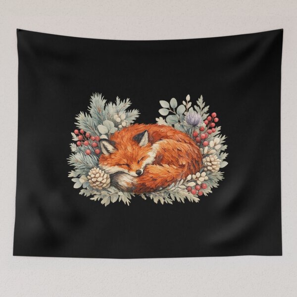 Item preview, Fox In The Frosted Pines, Cottagecore Winter Botanical Tee designed and sold by PhylonBoxx.