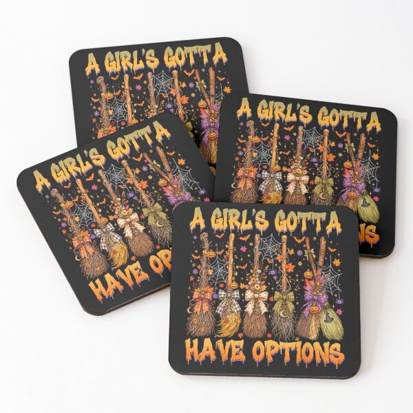 Item preview, A Girls Gotta Have Options Funny Halloween Witch Broom Collection designed and sold by Daisy Grimes.